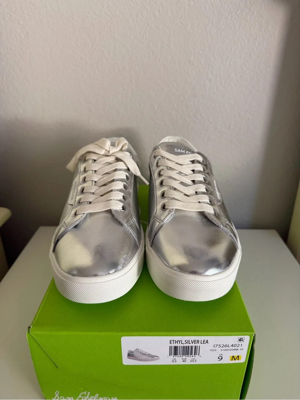Sam Edelman Metallic Silver Low-Top Sneakers